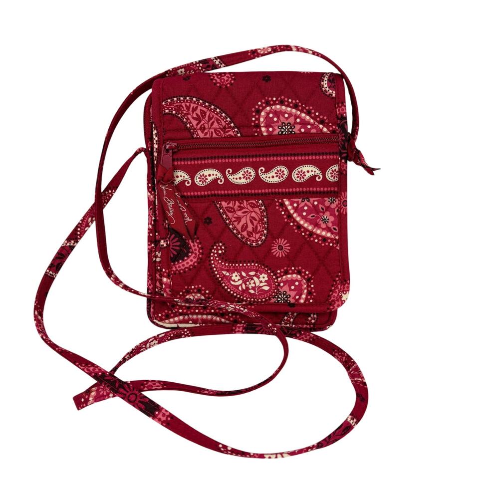 Vera Bradley Hipster Crossbody Bag Mesa Red Pink White Paisley Handbag Quilted